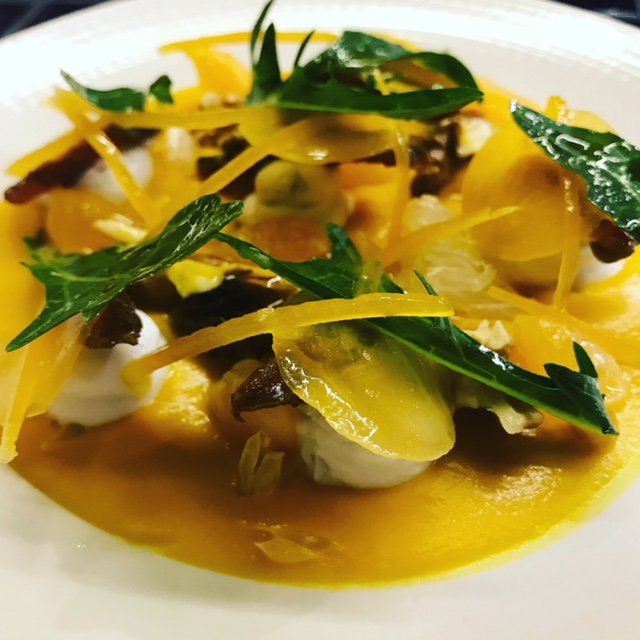 Delicia, pumpkin, goats curd, orange &amp; beurre noisette #SocialWineandTapas #Tapas #London