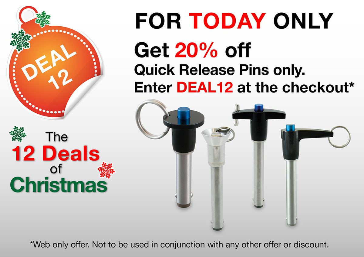 WDSBloodhound's tweet photo. #The12DealsofChristmas 
Deal 12 - Today Only! (21/12/17 GMT) Get 20% off Quick Release Pins on our Website. Enter DEAL12 at the checkout.
https://t.co/23l2oq2SdV https://t.co/LAXOH1MyhC