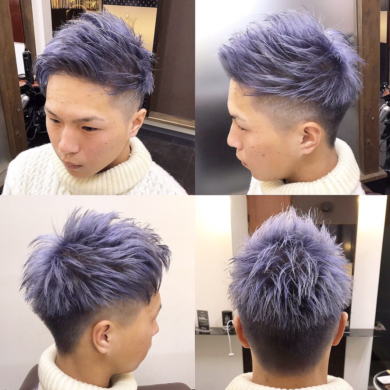 Mensjoy Official グラデーションカラー ブルーシルバー アッシュブルーからブルーシルバーへのグラデーションカラー スタイルはツーブロックショートで短めの刈り上げとアップバングセットでワイルド クールな仕上がりに 価格 メンズカット Mensjoy Official グラデーションカラー ブルーシルバー アッシュブルーからブルーシルバーへのグラデーションカラー スタイルはツーブロックショートで短めの刈り上げとアップバングセットでワイルド クールな仕上がりに 価格 メンズカット