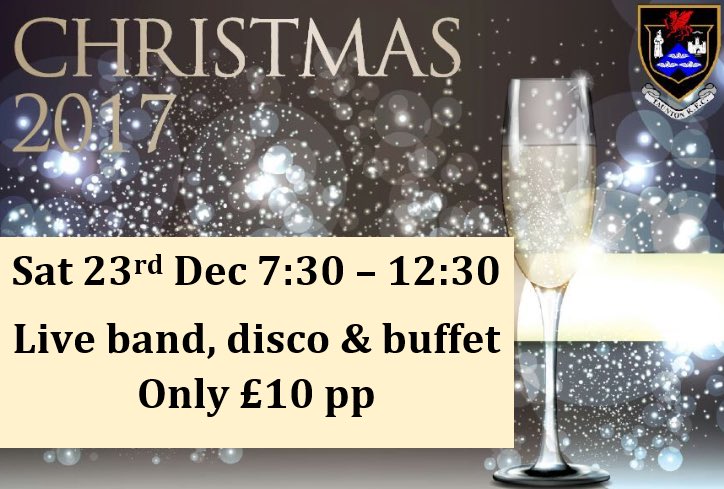 tauntonrfc's tweet photo. Continue your match day celebrations at TRFC this Sat 23rd. Live band, disco &amp; buffet - only £10 pp.  #2017 #christmas #rugby https://t.co/aVvv2ZdnMg