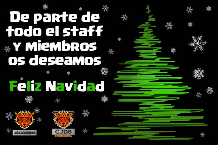 CJDSGaming's tweet photo. Feliz navidad a todos de parte de Cojonud@s y CJDS Gaming!!! A disfrutar de las fiestas y a seguir abusando en Clash Royale!!! #GoCJDS #MerryChristmas 🎄 https://t.co/bTenN01u3U