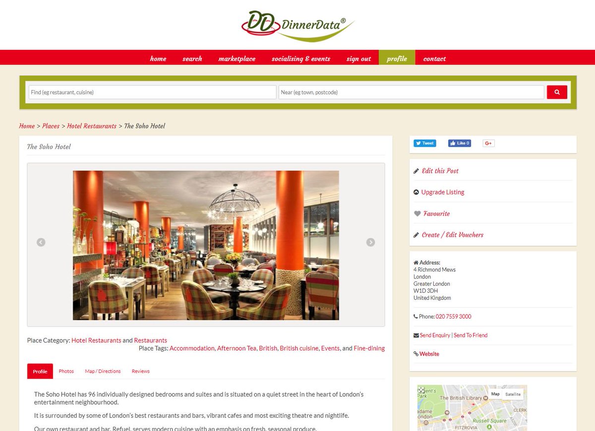 DinnerData's tweet image. A warm welcome to the DinnerData family to the Soho Hotel, your listing is live: dinnerdata.co.uk/places/hotel-r…  #IndependentRestaurantFinder