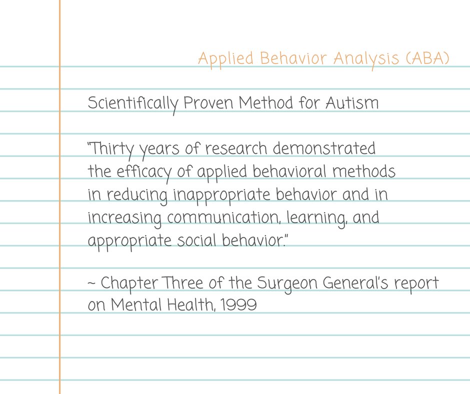 TherapistAutism's tweet photo. Applied Behavior Analysis (ABA) is scientifically proven to work with autistic children #autism https://t.co/yOvbi8b3vY