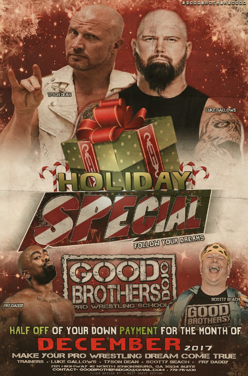 The_BigLG's tweet photo. #GoodBrothersDojo has half off of your down payment in the month of December! Follow your sports entertainment dreams today! 770-715-6530 or goodbrothersdojo@gmail.com https://t.co/YlFwyt2Aqm