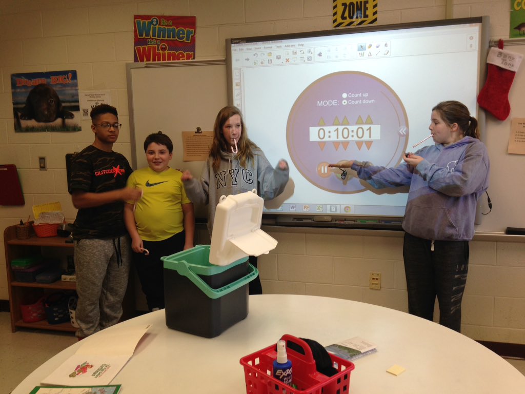 MrsKlossGVSD's tweet photo. P6 broke into the cooler with 10 minutes to spare! Good team work! @Mrs_Cantando #mathiseverywheregvms #readingtoo https://t.co/bahfy3G7ll