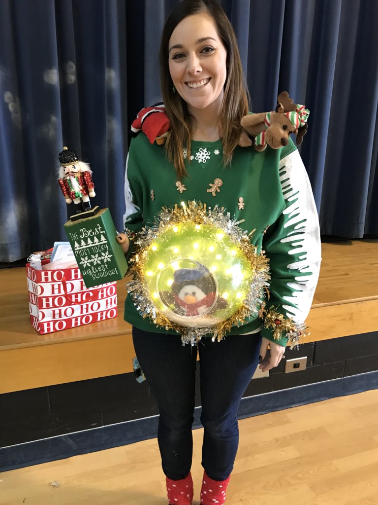 Not ugly, yet my vote for originality ❄️ ⛄️ 💡 <a href="/WCPSS/">Wake County Public School System</a> <a href="/DillardES/">Dillard Elementary</a> <a href="/WCPSS/">Wake County Public School System</a> <a href="/WCPSSTeam/">Team WCPSS</a> #WCPSSuglysweaters