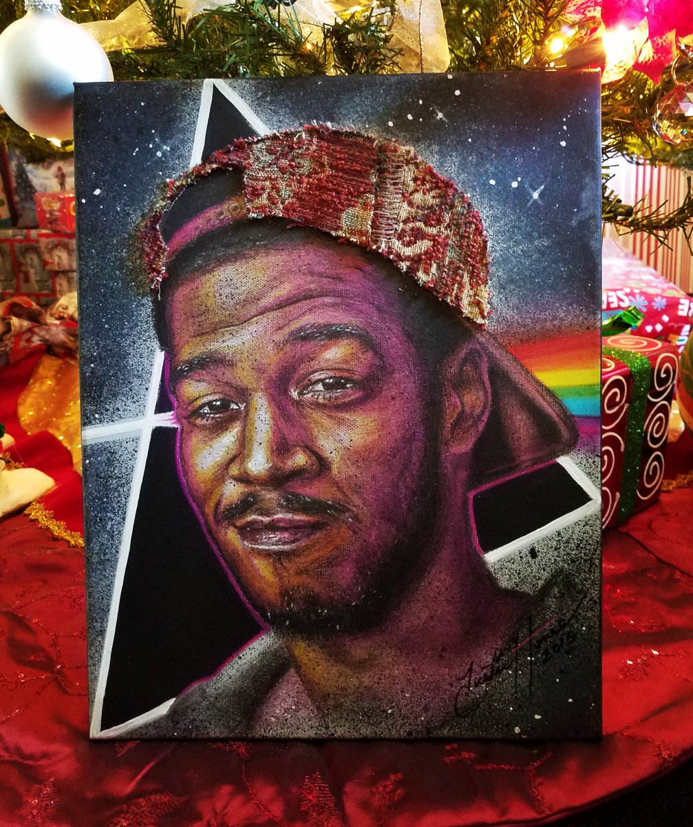 JustinHouseArt's tweet photo. Gold is always in your glow. Why not let it shine? - #KidCudi x @justinhouseart (Acrylic/Pencil on 11x14" canvas) https://t.co/JJIwX5dHyd