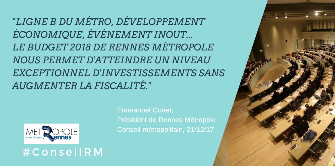 emmanuel_couet's tweet photo. Adoption du budget 2018 de Rennes Métropole : plus de 500 millions d'euros investis au service des grands projets et des communes ! #ConseilRM #RennesMetropole https://t.co/u5ofGMahCh
