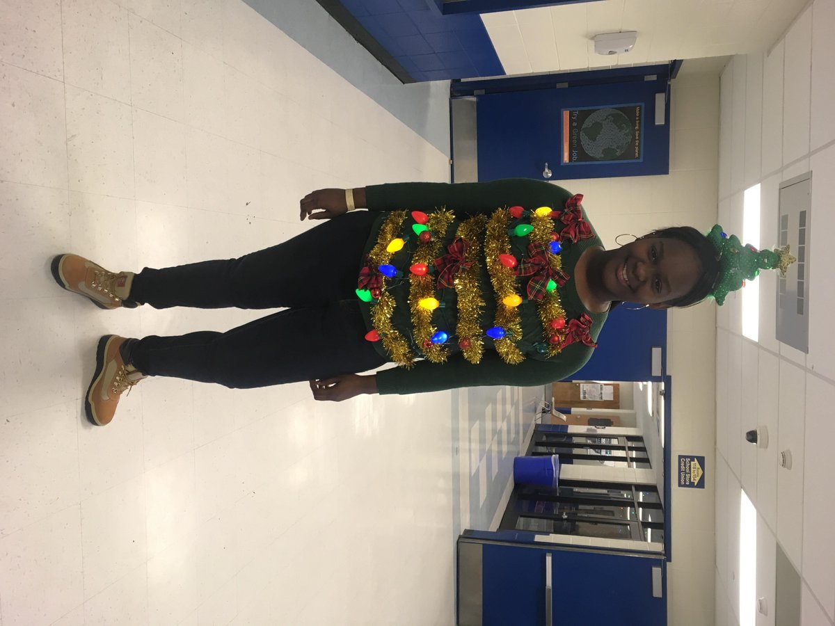 kathyellis2016's tweet photo. AI High Students share in the Holiday Spirit for Ugly Sweater Day! @CresciMarty https://t.co/F23eQwKoYO