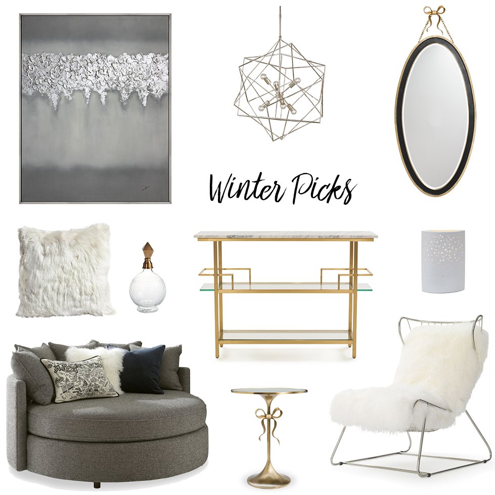 RobbStucky's tweet photo. A few of our favorite things! #WinterPicks featuring: @mgbwhome , #Zodax, @CurreyCo, @katespadeny, and Artists Guild of America. #interiordesign #wintersolstice #FirstDayofWinter https://t.co/igluYRgWeA