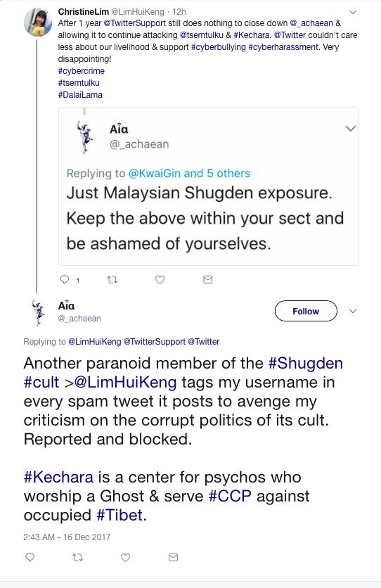 WajeehaShaukat's tweet photo. .@Twitter & @jack building bad #brandreputation by allowing #religiousattacks by @_achaean on #Kechara #Buddhist organisation & pure monk @tsemtulku. Please #retweet & be the #voice for the oppressed.
#tsemtulku
#cyberbully
#StopAchaean
#ConstitutionalRights
#ReligiousFreedom https://t.co/yLEUNIEOdf