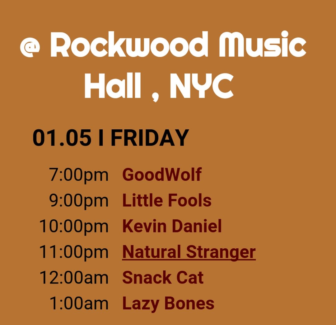 NaturalStranger's tweet image. @NaturalStranger @RockwoodNYC  Friday Jan.  5th !! Free show! ! Let's celebrate the #NewYear with #rocknroll !!