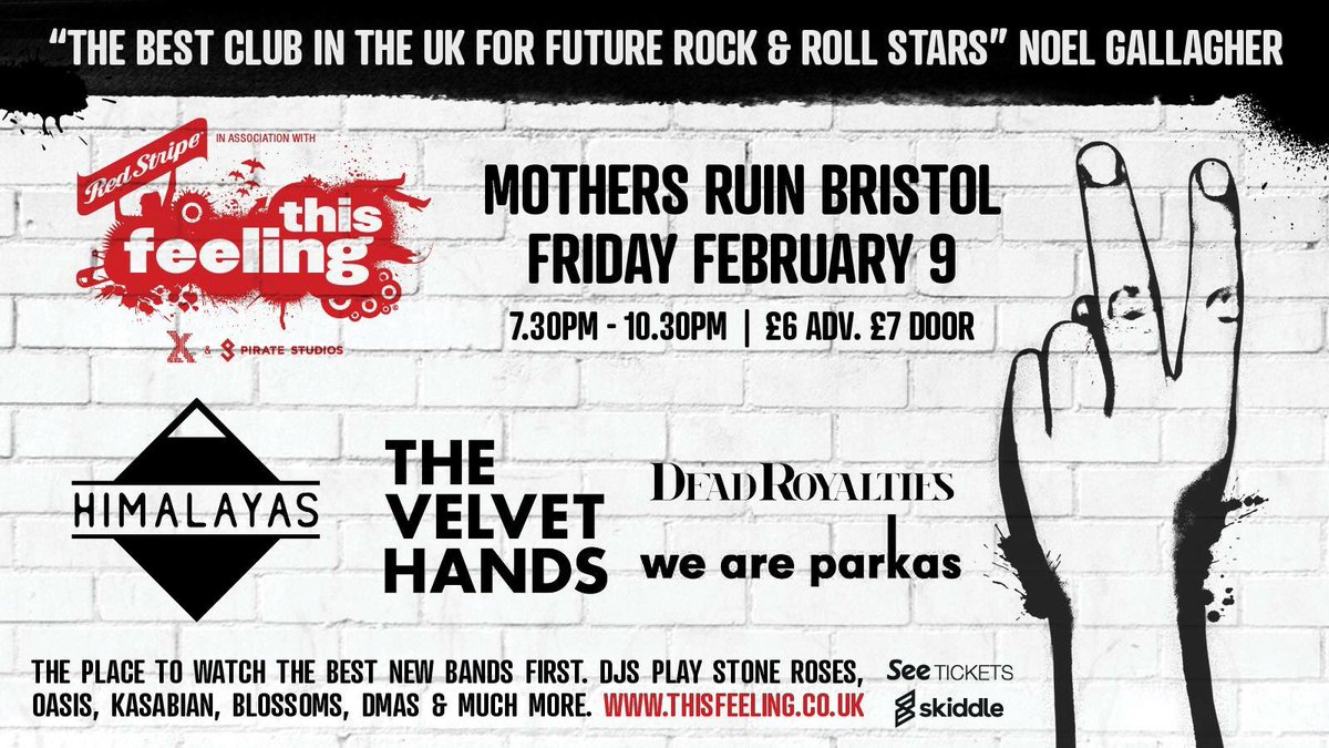 This_Feeling's tweet photo. #JustAnnounced @DeadRoyalties + @we_are_parkas join @Himalayas_band + @thevelvethands1 at @TheMothersRuin Bristol on Feb 9 

(Tix link in bio) https://t.co/Bvz8X1owcO