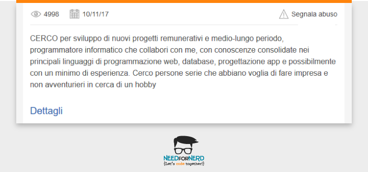 NeedForNerd's tweet photo. #Annunci di #lavoro che li leggi e poi dici: 
"Cosa è appena successo?"
Nella #programmazione c'è bisogno di istruzioni dettagliate, quindi di conseguenza anche il #programmatore ha bisogno di istruzioni dettagliate. 
Ci spiace per gli avventurieri dell'hobby 😅 https://t.co/pyOzfv8dXP