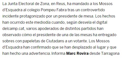 el_pais's tweet photo. Directo |Altercados puntuales en las #EleccionesCataluña https://t.co/XPuM8wqa2g https://t.co/feFwXdHql1