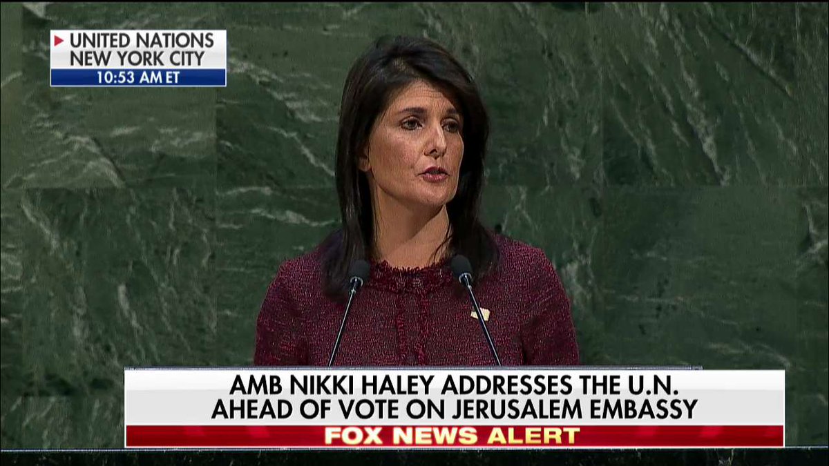 FoxNews's tweet photo. .@nikkihaley: "The United States is by far the single largest contributor to the @UN... We'll be honest with you: when we make generous contributions to the UN, we also have a legitimate expectation that our goodwill is recognize and respected." https://t.co/mCE0be2oUj