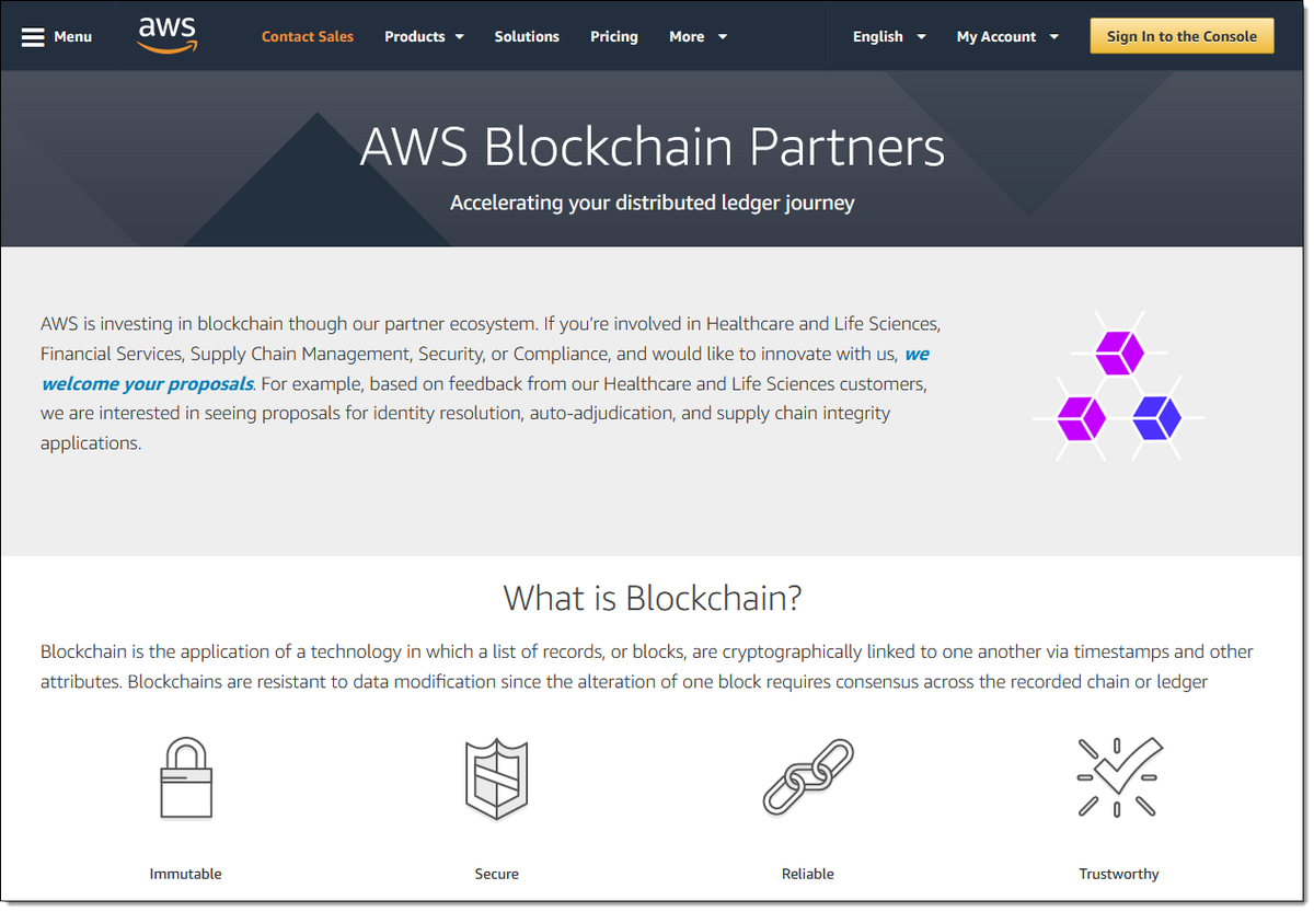 jeffbarr's tweet photo. #AWS Blockchain Partners - https://t.co/xXa9uXG1rr - Use cases, solutions, case studies https://t.co/fglKFqqRqa