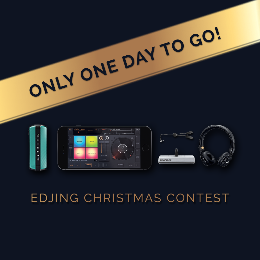 edjing's tweet photo. ONLY ONE DAY TO D-DAY GUYS! 
You didn't register to the edjing Christmas Contest yet? 😱
You better hurry, there's only one day left to try to win your DJ Kit! 
Here's the link: https://t.co/3SH8ERPvha https://t.co/X5Fc6T5sHY