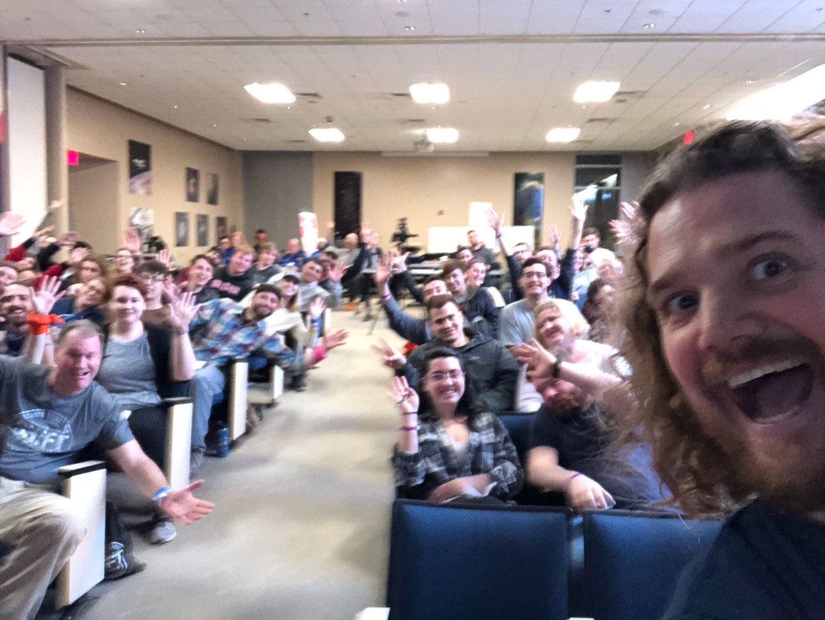 Seymourpowell's tweet photo. Here's a snap of our rather excited looking, lead automotive designer Richard Seale's talk at @shiftdesigncamp. He couldn't resist grabbing a mid-talk selfie with a room full of top #design graduates!
#shiftdesign #wearetheshift #shiftAL
#shiftgoestospace https://t.co/bSxlRyNSQx