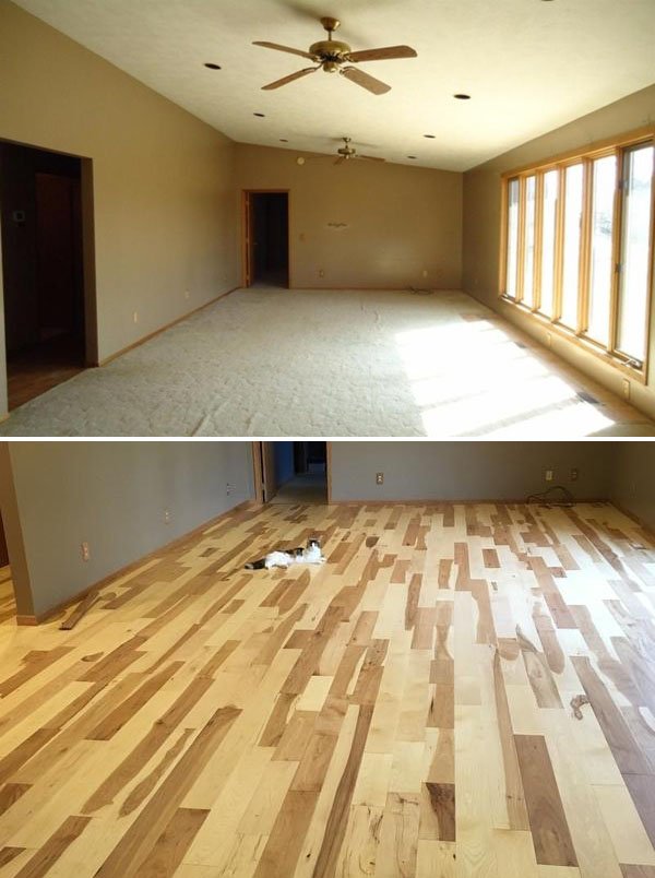 LLFlooring's tweet photo. Before & After – #Bellawood Matte Natural Hickory hardwood! Mark in NE chose it for a living room makeover. Now YOU can get it at the lowest price of the year >>> https://t.co/X5oL1GfUlJ https://t.co/ogG6wBkwtr