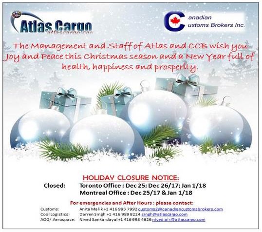 Atlas Cargo Holiday Closure Schedule