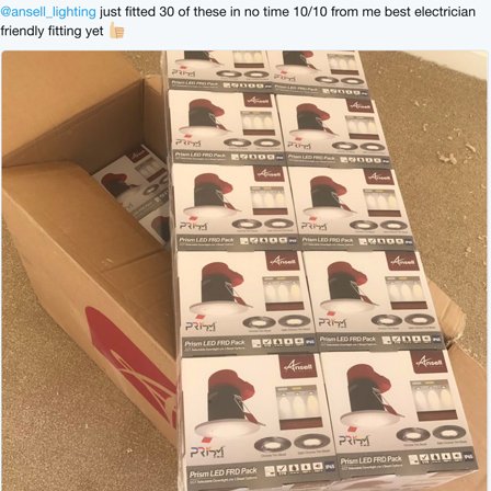 ansell_lighting's tweet photo. The Prism #LED Fire Rated Downlight has proved to be one of our most popular products of the year! 

We’re confident that you will love the design and performance of this fitting. But don’t take our word for it… Here’s some tweets from our customers 👇https://t.co/L0BZPY1dsi https://t.co/23H4mbTYo9