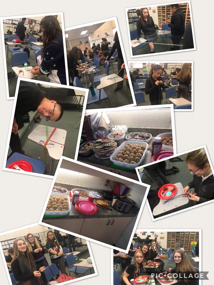 Réveillon in French class!  Eating tourtière and making mini ceintures fléchées. #HTCSSpvnc @PVNClearns