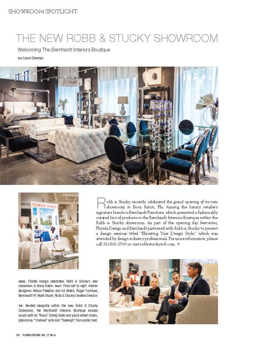 MRT @RobbStucky: Honored to be featured in the @FLDesignMag for the grand opening of our new @BernhardtInc Interiors Boutique in #BocaRaton! #ShowroomSpotlight #LiveLifeBeautifully #interiordesign