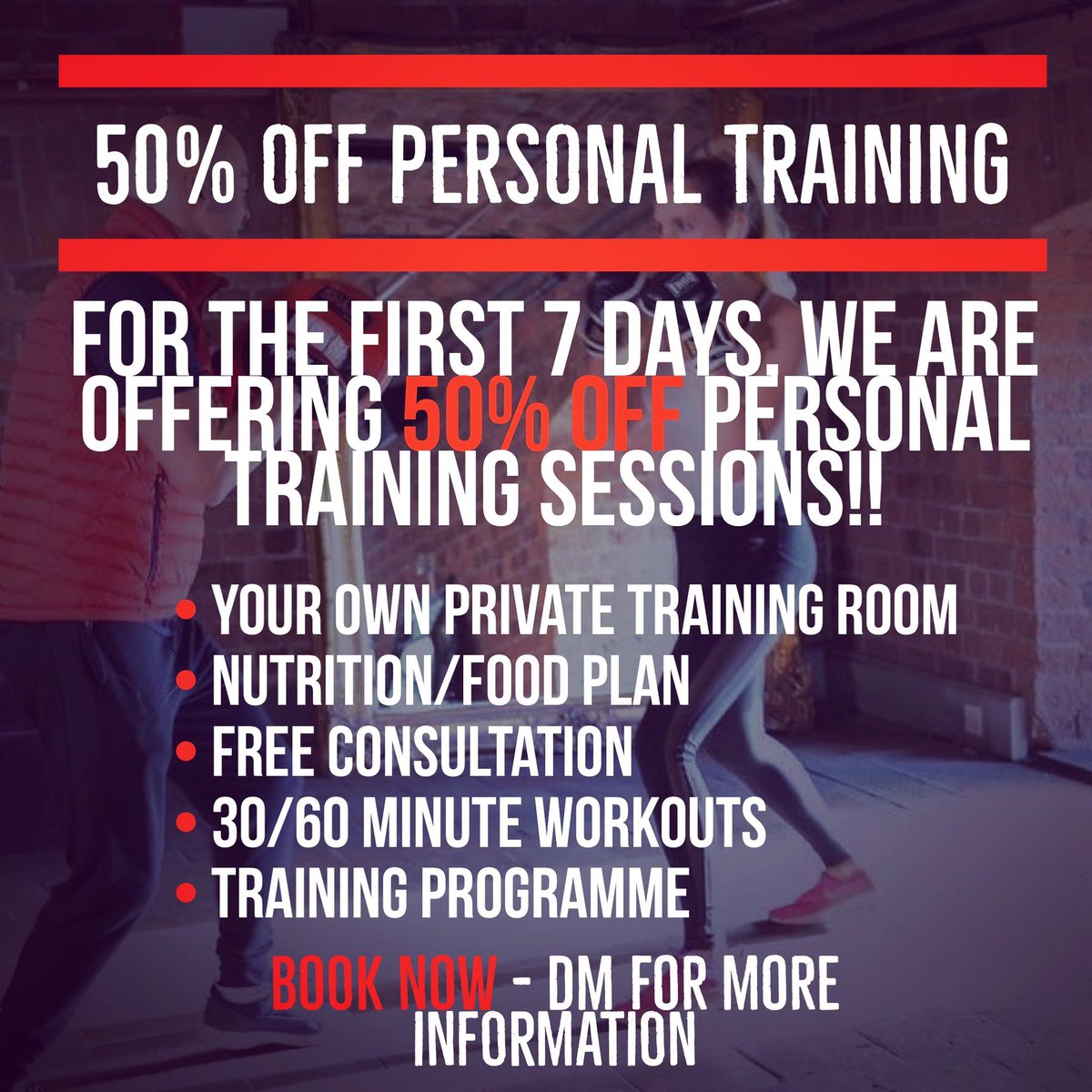 SignatureFitc's tweet photo. That's right, 50% off our personal training sessions from 2nd - 9th Jan! Kick start your New Year the right way! Message for more info 🙌💪🥊 https://t.co/QgjnkazoiR