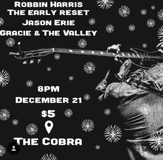 theearlyreset's tweet photo. Show @thecobranashville tonight! Doors open at 8:00 PM • $5 cover • Drive up, down, over, under, whatever it is you have to do- and let's hang. (Bring your festive sweaters too) 🎄#nashville #nashvillemusic #thecobra #show #rockshow #pop #indie #indiemusic #originalmusic https://t.co/M6xo4o5cSc