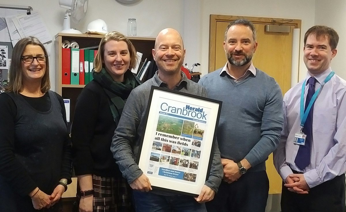 EastDevonBiz's tweet photo. Today we said au revoir to long standing #growth point team member Drew Aspinwall @bleepcomms who has overseen the #comms and #pr for almost 7 years of #development in #Exeter &amp; #eastdevon #cranbrookdevon #economy - good luck @Newgate_SW and keep in touch. https://t.co/lU7aFWYNX4