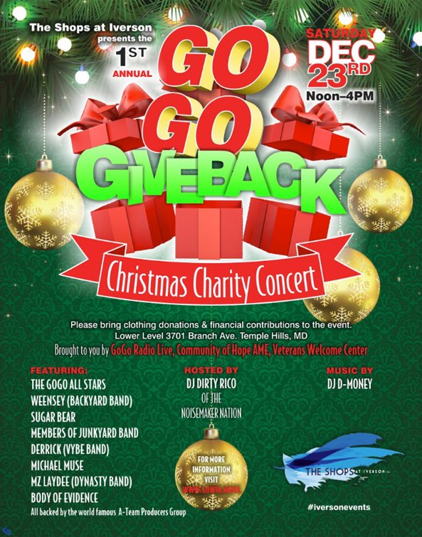 shopsativerson's tweet photo. Start your Christmas holiday off right!  Join us this Saturday inside Community of Hope AME for the first annual GoGo Giveback Christmas Charity Concert #shopiverson https://t.co/QrrJYZQXvB
