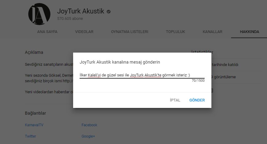 allejoz's tweet photo. Bi'şansımızı deneyelim, dedim. Siz de mesaj atmak isterseniz youtube hesaplarının hakkında kısmından ileti gönderebilirsiniz. #ilkerkaleli #joyturkakustik https://t.co/gOnrp3ZLz0