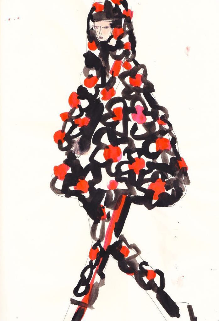 marcjacobs's tweet photo. Marc Jacobs Spring '18 illustrated by Jacky Blue 🌲🌹🌲 #MJSS18 https://t.co/IUCPoCuPCA