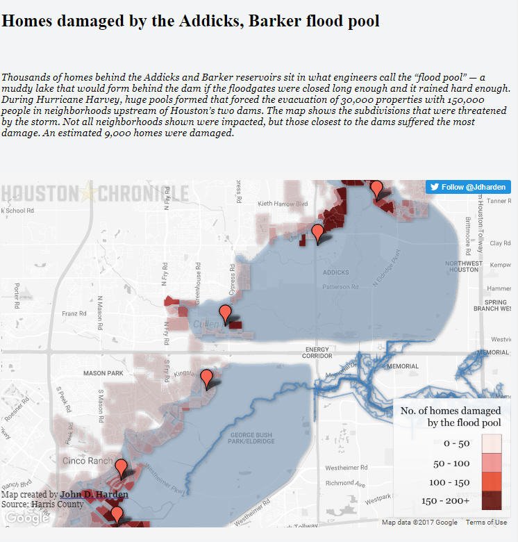 Jdharden's tweet photo. The @Houstonchron data team created some amazing interactives to go along with our #DevelopingStorm series to help put Hurricane Harvey's damage into perspective. Find them here: https://t.co/4WKUKdURVF #dataviz #ddj https://t.co/2dKO1kAdhw