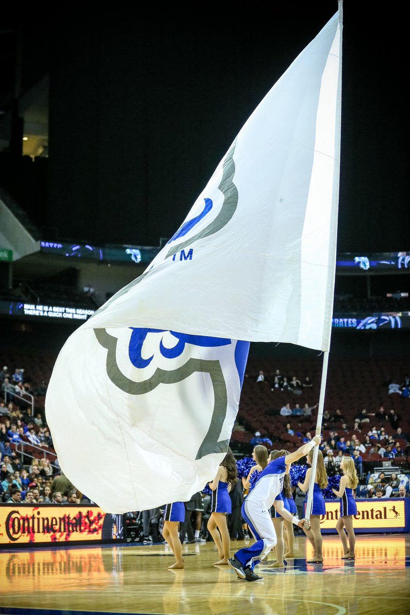 SHUAthletics's tweet photo. Last night Flagman completed a season high 15 laps. Can he beat it on Saturday? Make sure you're at @PruCenter to find out! #HALLin https://t.co/BY0jlXdlEp