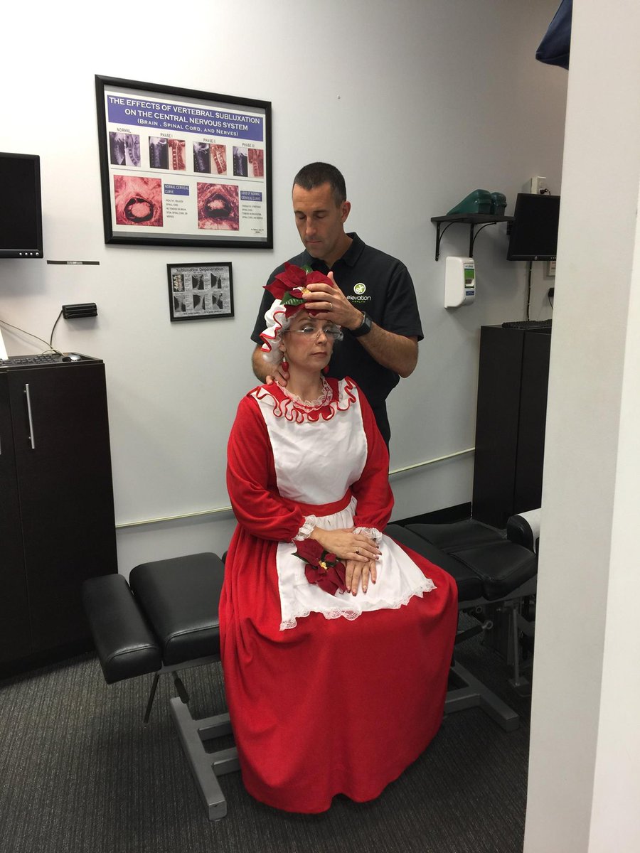 Mrs. Claus getting adjusted by Dr. Dan Yachter. Getting for the big night ahead. Merry Christmas!