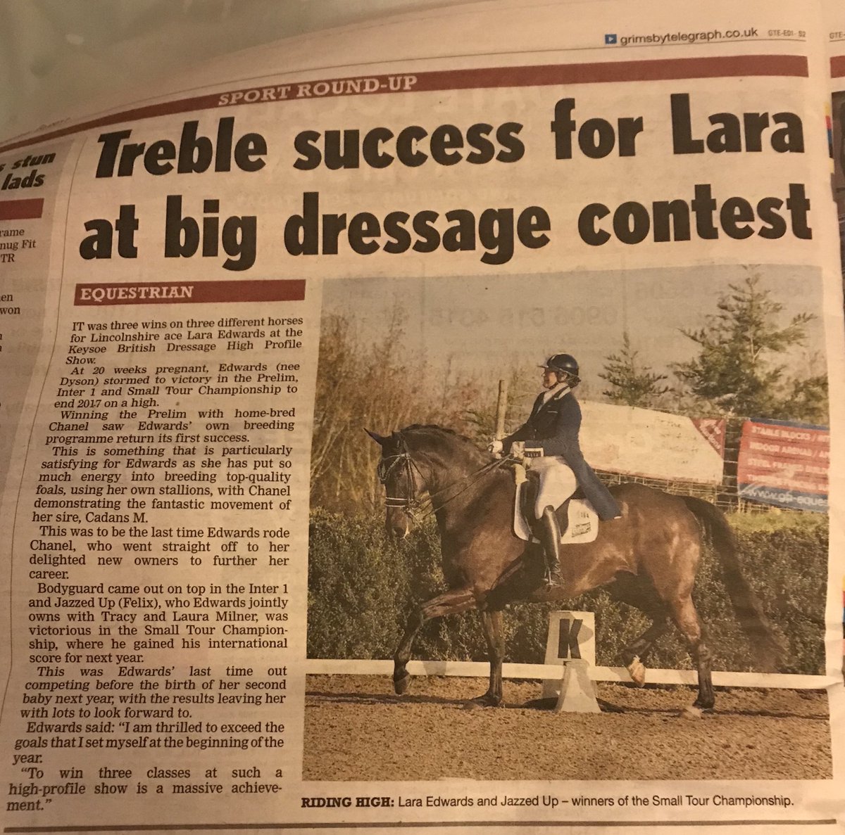 LaraDyson's tweet photo. Nice suprise in today’s telegraph xx https://t.co/IkC5SwvnfD