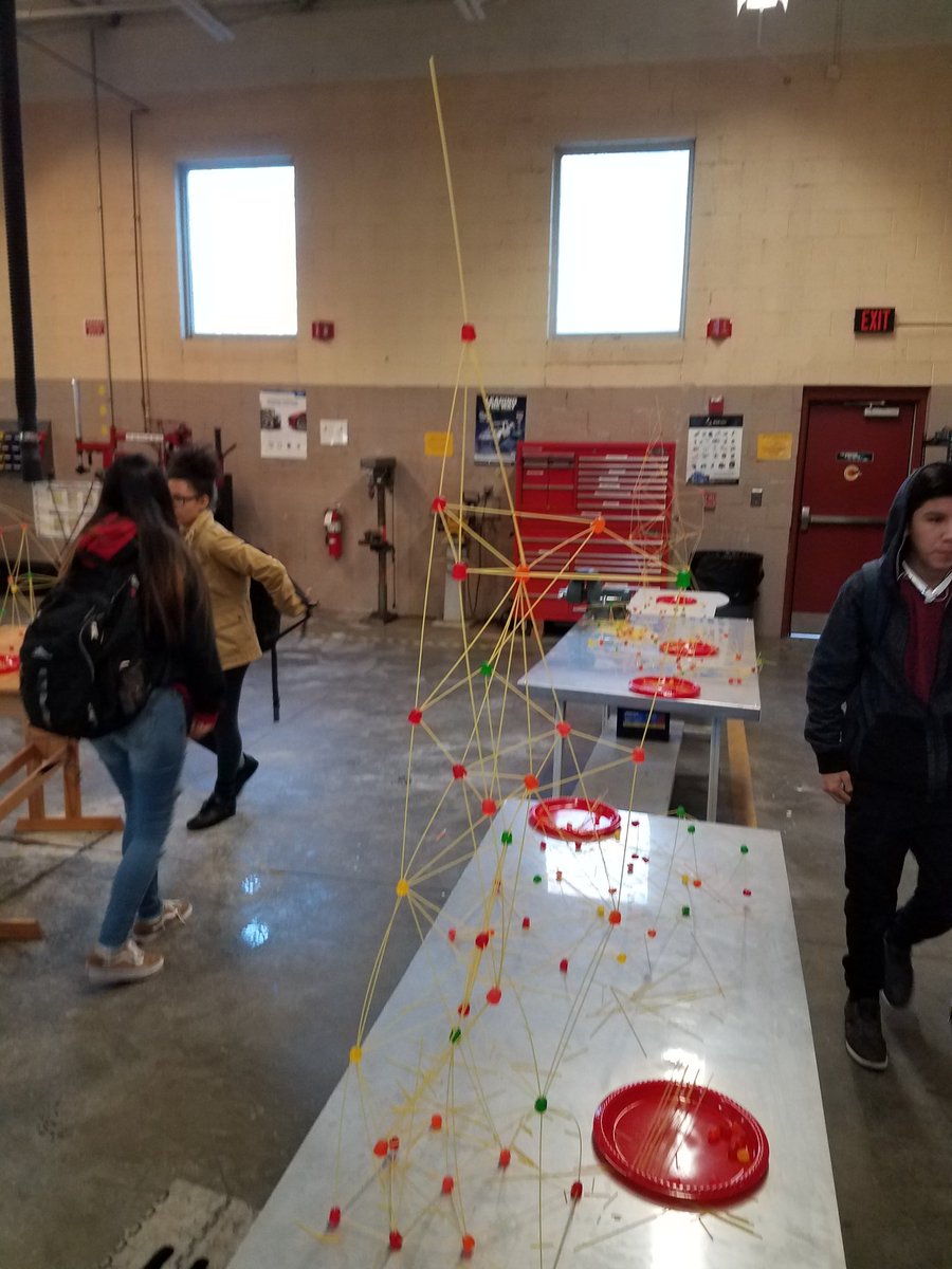 The winning spagetti and dots tower, 55 inches by our freshman team. No other class came close!