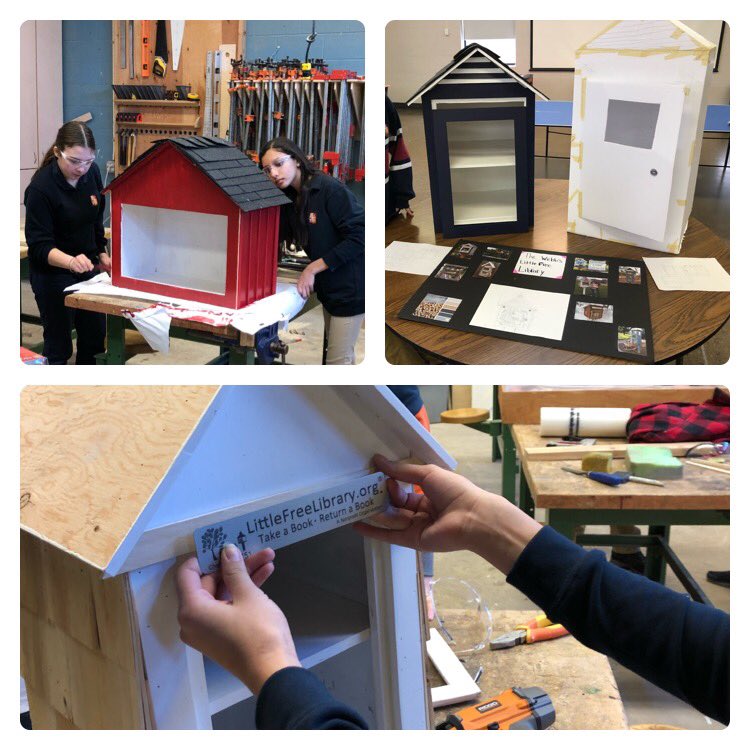 Finishing touches on our Gr9 #littlefreelibrary projects. Excited for our students to reach the end of this project, deliver them to our communities, and reflect on their hard work and new learning. #LFLHDCH #deeperinfurtheroutHDCH