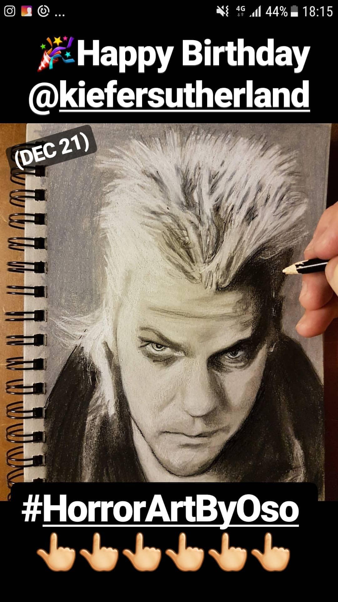 Happy Birthday my favourite Kiefer Sutherland this is a drawing made by my brother 