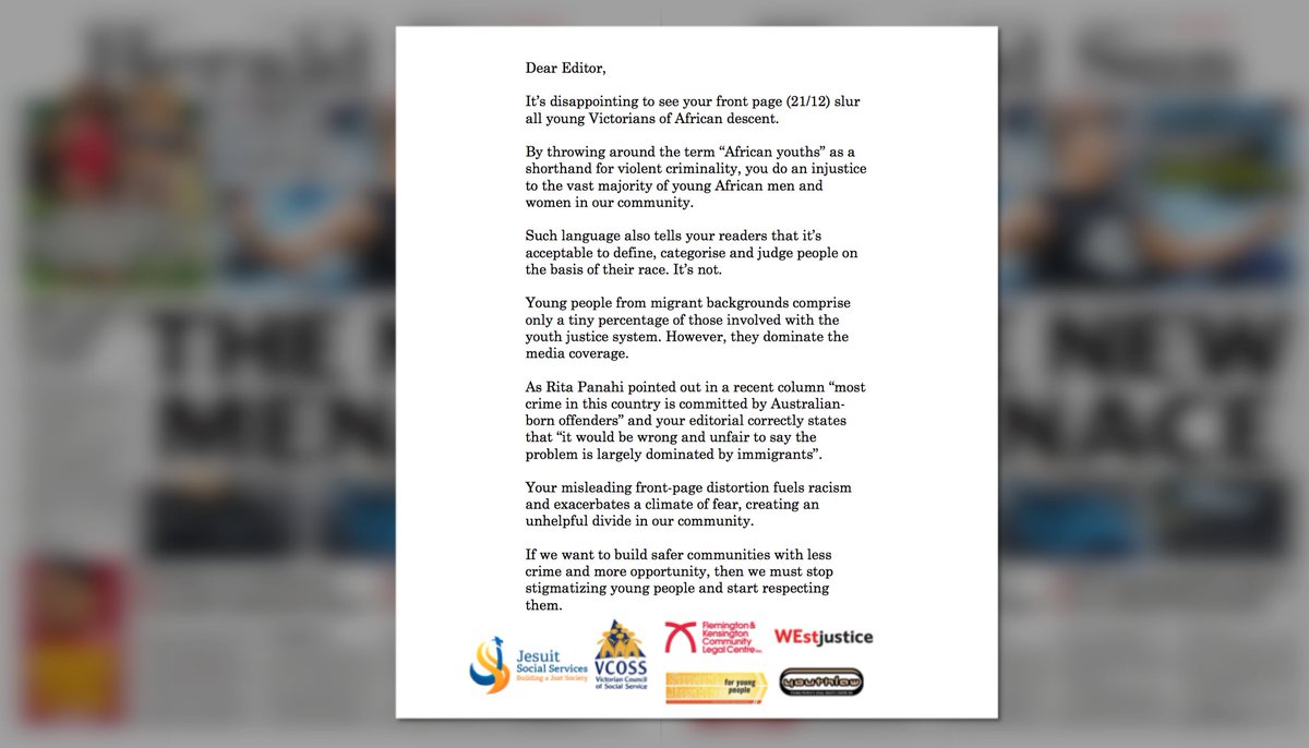 VCOSS's tweet photo. 📰 We sent this letter to the Herald Sun. https://t.co/Mq0Tmwcunm