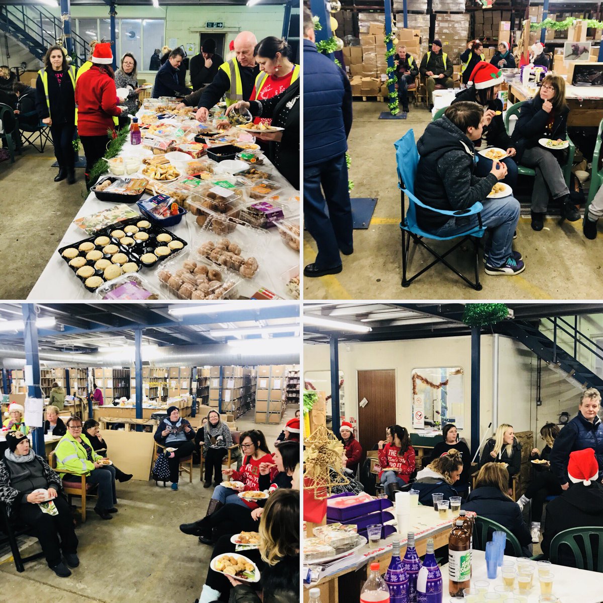 When the warehouse turned into the staff Christmas buffet#warehouse#setinhand#lunch#greetingcards#combssuffolk#team#sih