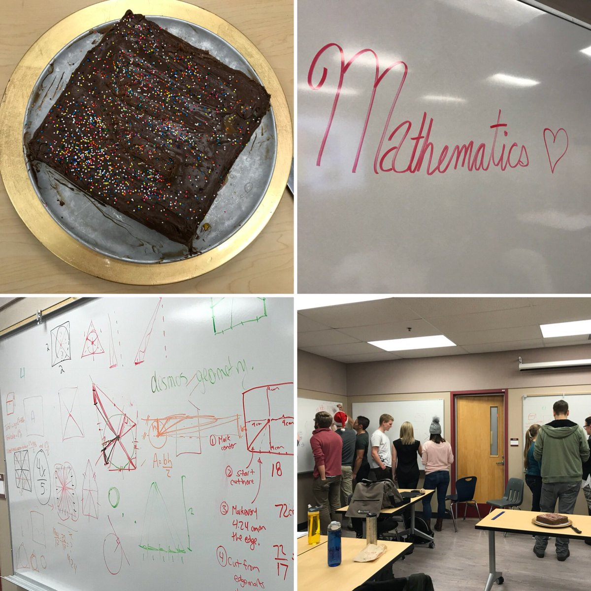 JudytaLarsen's tweet photo. You have a square cake, how can you cut it so that 5 people get equal cake /and/ equal icing? Lovely problem to finish off the year! #tepbmath #thinkingclassroom #vnps #weeklymathtask https://t.co/6mMxNvDoOp