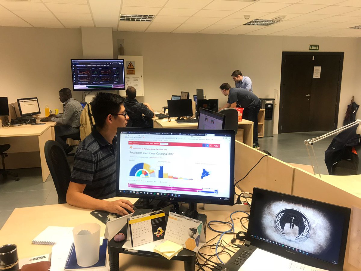 opensistemas's tweet photo. Our team, one more time, working with the 6 senses to give the results in real time for @LaVanguardia #EleccionesCataluna https://t.co/uXycabznOR