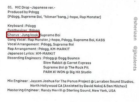 Jungkook's creditsMIC Drop/DNA/Crystal Snow (BTS Japanese single)-Credits for original Japanese songs-Chorus:Crystal Snow #Jungkook  #정국