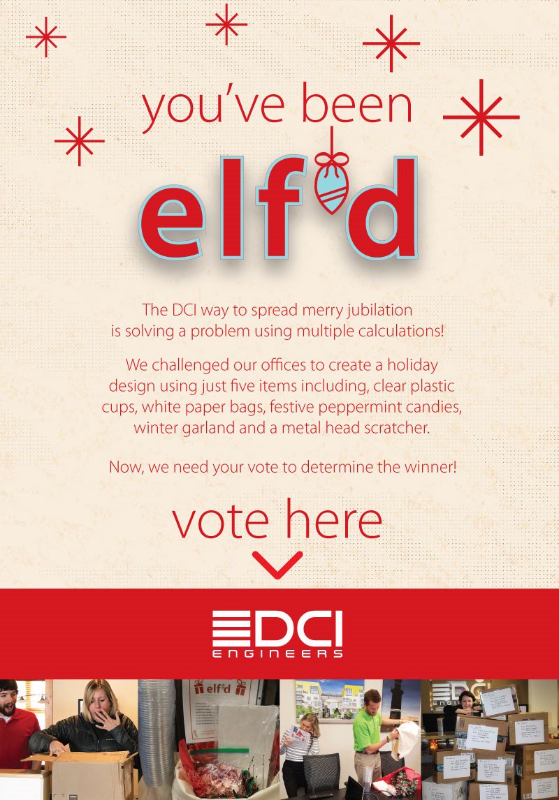 DCIEngineers's tweet photo. #HappyHolidays from @DCIEngineers, you've been #Elfd!" Follow the link below to see DCI's office competition. Vote for your favorite and be entered to win an Amazon Alexa on January 2nd. https://t.co/luSonb1wRV https://t.co/iAUisI6266