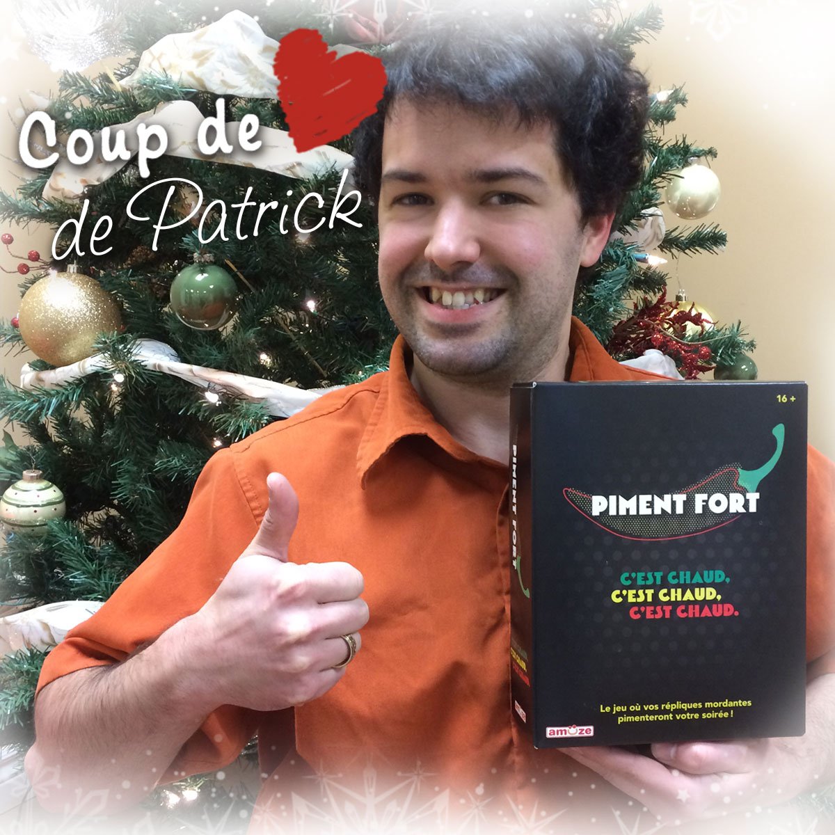 Le coup de coeur de Patrick! Le jeu où vos répliques mordantes pimenteront votre soirée! Tentez d’être le plus drôle en complétant les énoncés proposés par l’animateur et accumulez le plus de cartes PIMENT FORT pour remporter la partie. ow.ly/SQLN30hkrD0