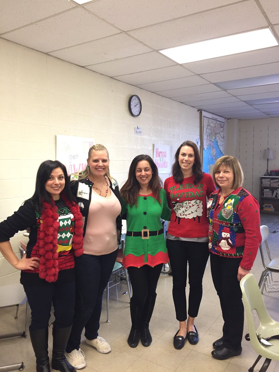 ProfeCerratoWHS's tweet photo. What a day! Great job @officialwhssc, nhs, and all the students who helped out today! #whsstudentsanta #uglysweater #worldlanguagedept https://t.co/o1R8NUQpc3