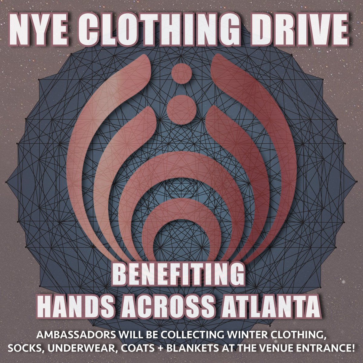 bass_network's tweet photo. 💗 NYE CLOTHING DRIVE 💗

We'll be collecting articles of clothing at the entrance of the venue @ the New Year's event to give to those in need in the city of ATL 🙏 Join us: https://t.co/E3HgU0m01r

Items to donate:
- Winter Clothing
- Socks
- Underwear
- Coats
- and Blankets! https://t.co/0w1ifRQymk